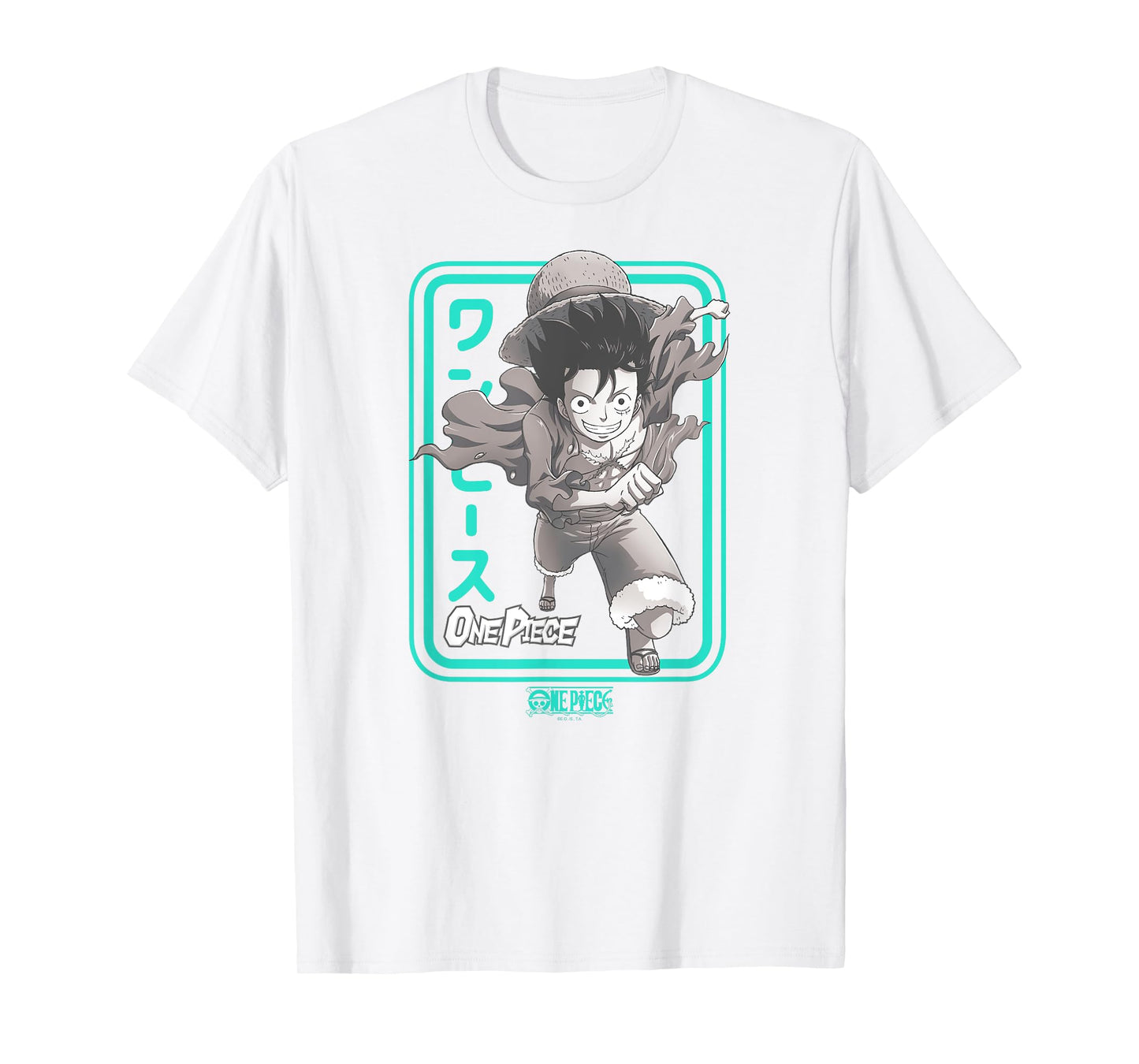 One Piece Anime Aqua Frame Running Luffy T-Shirt