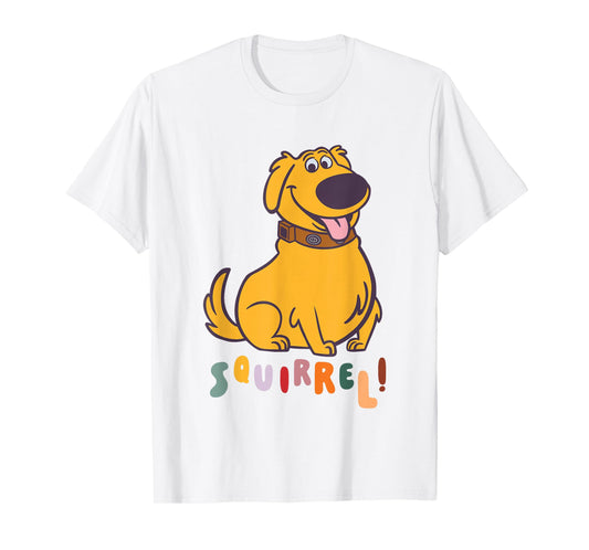 Disney Pixar Up Cute Dug Hunting Squirrel Big Chest Logo T-Shirt