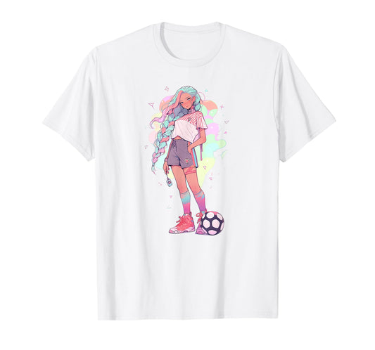 Soccer Girl in funny Pastel japan Anime Aesthetic japanese T-Shirt