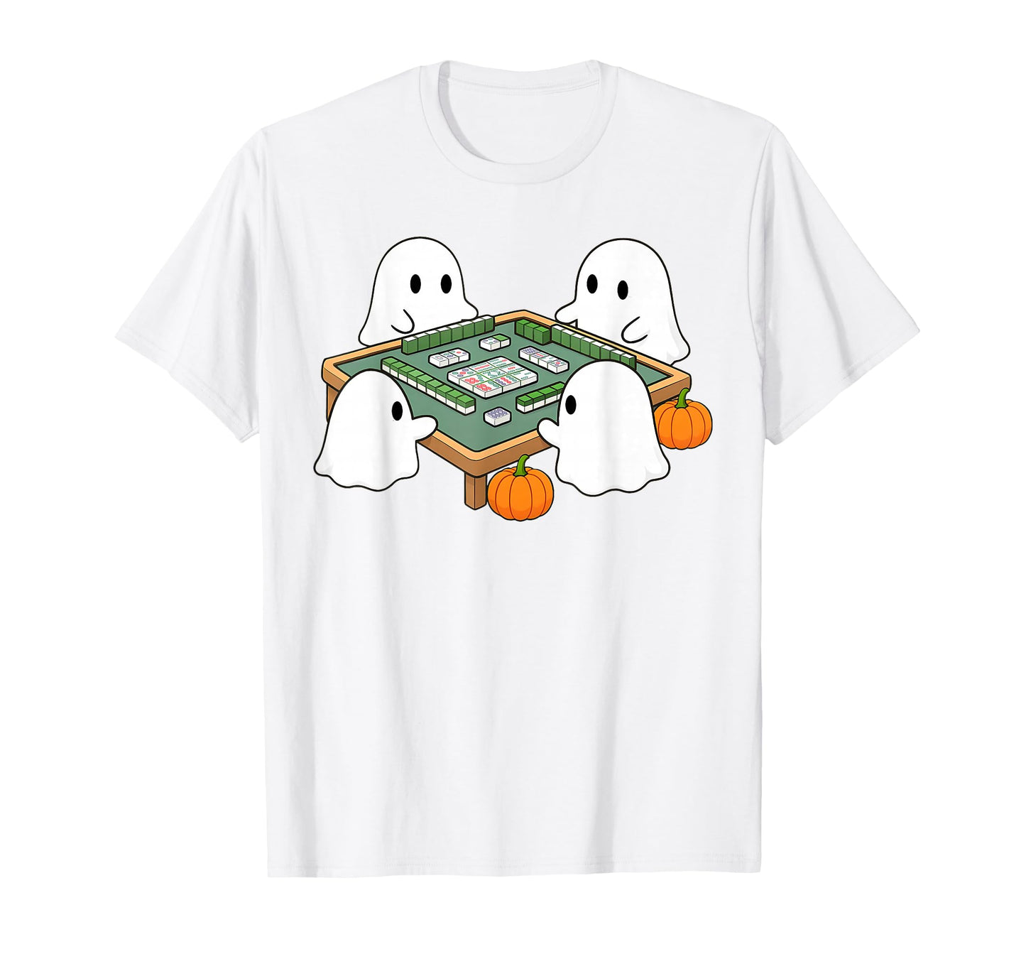 Halloween Ghost Playing Mahjong Spooky Mahjong Funny Costume T-Shirt
