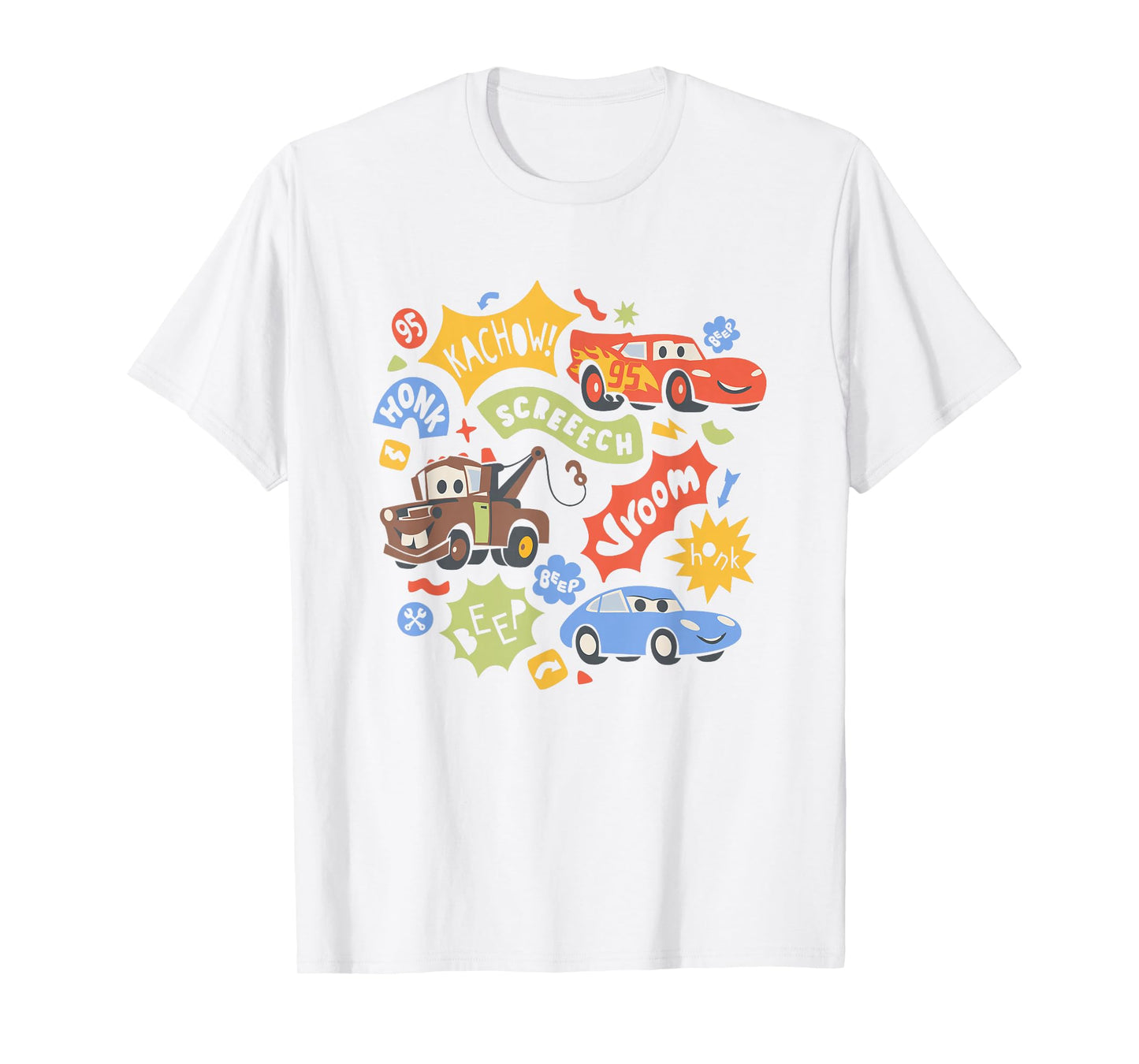 Disney Pixar Cars 2 McQueen Mater Sally Kachow Chest Logo T-Shirt