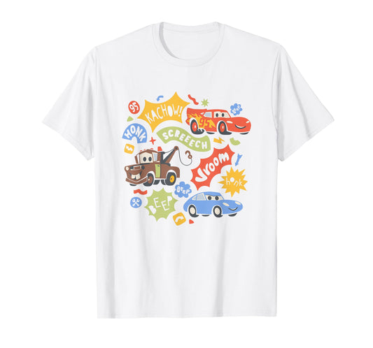 Disney Pixar Cars 2 McQueen Mater Sally Kachow Chest Logo T-Shirt