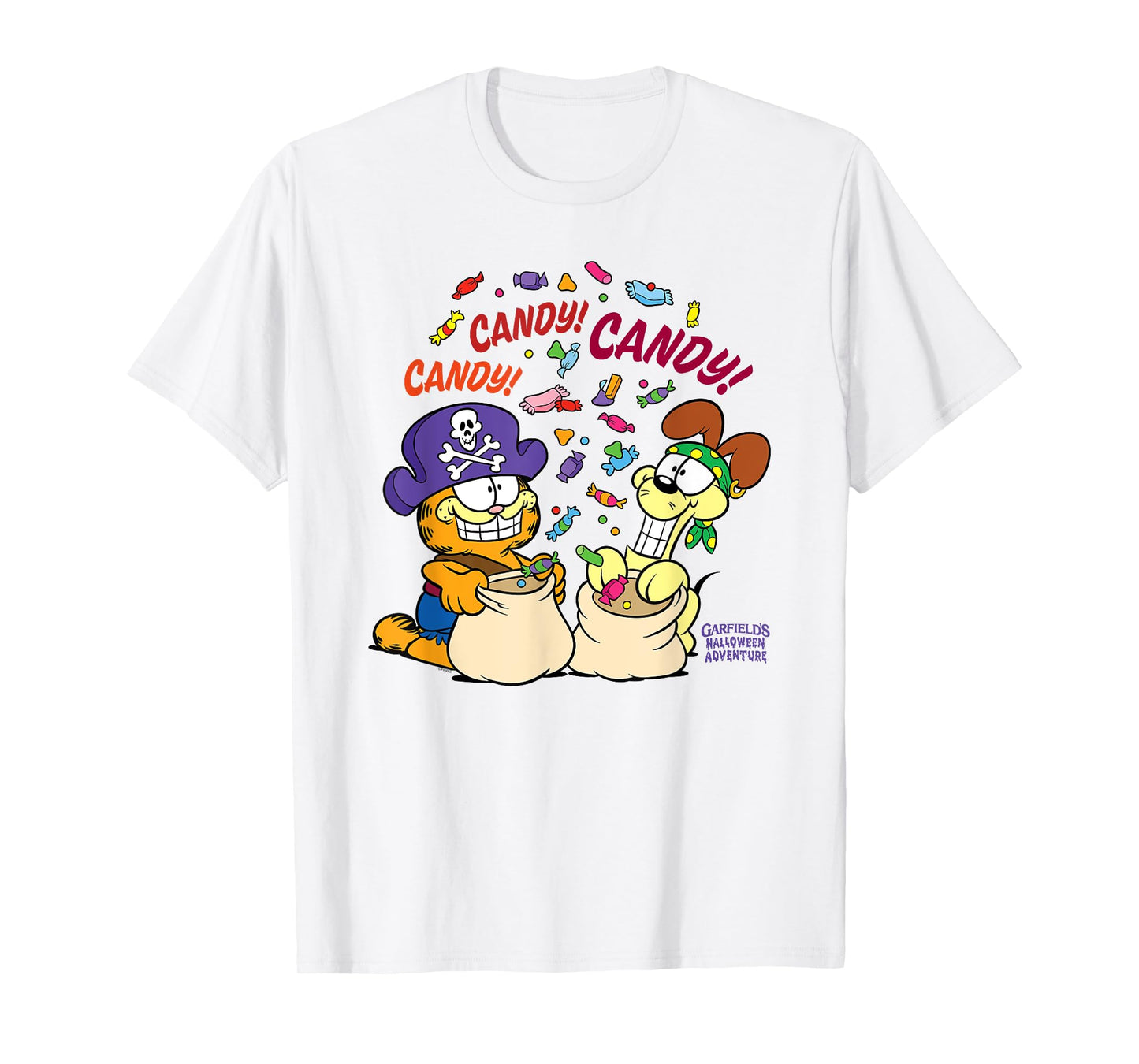 Garfield Candy! Candy! Candy! Halloween Cartoon Cat T-Shirt