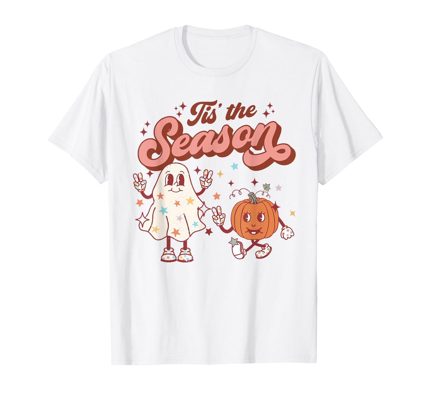 Tis' The Season Retro Halloween Party Funny Ghost Pumpkin T-Shirt