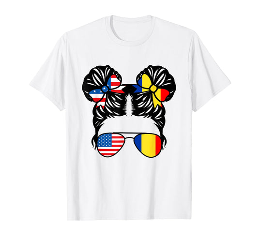 Half American Half Romanian Girl USA Romania Flag Patriot T-Shirt