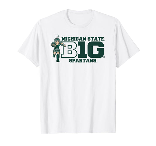 Michigan State Spartans Big 10 Mascot White T-Shirt