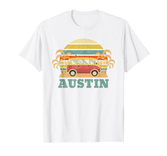 Vintage 60's 70's Austin TX T-Shirts Tee - Unisex Adult - Blue - Small - Short Sleeve - Crew Collar - Retro - T-Shirt