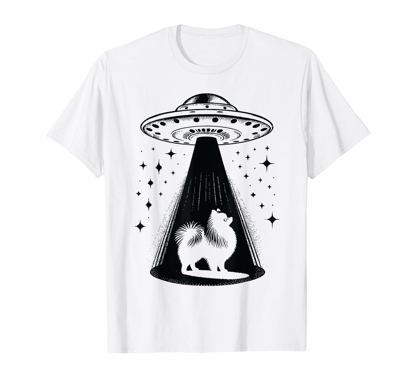 Pomeranian Mom Dad Dog - Funny Alien UFO T-Shirt