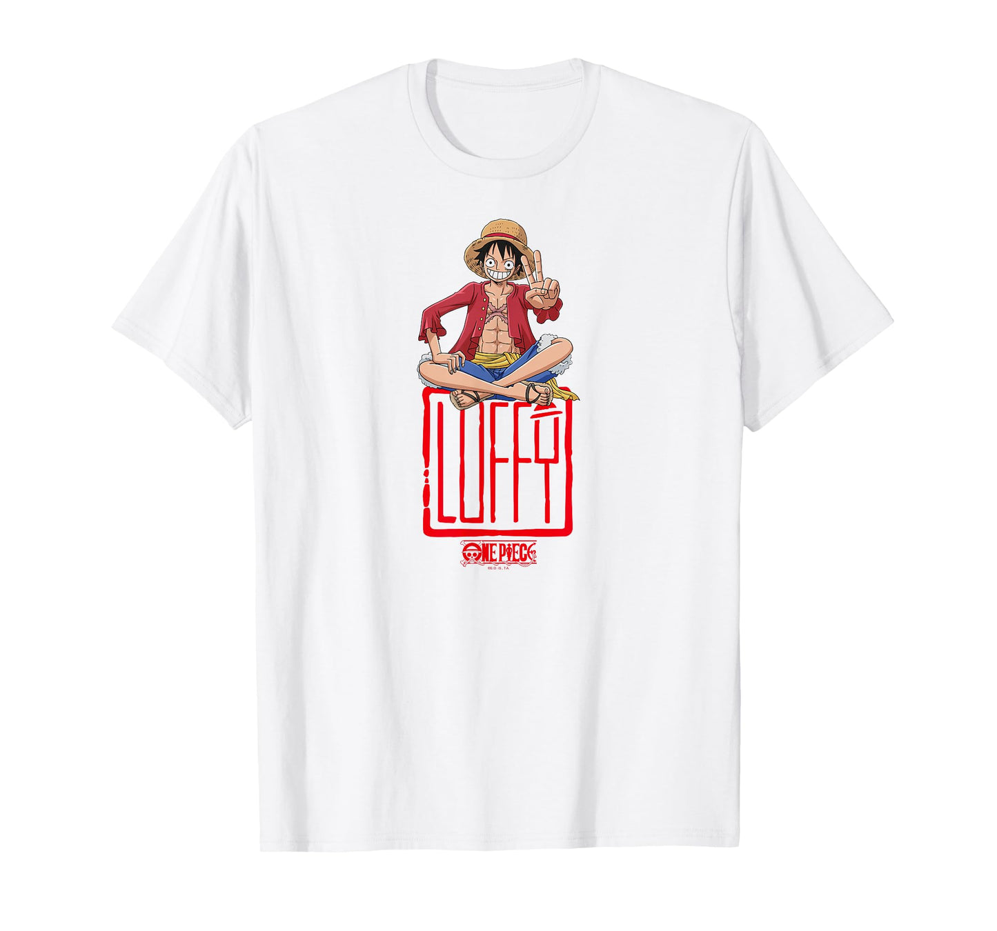 One Piece Anime Luffy Stamp Peace Sign T-Shirt