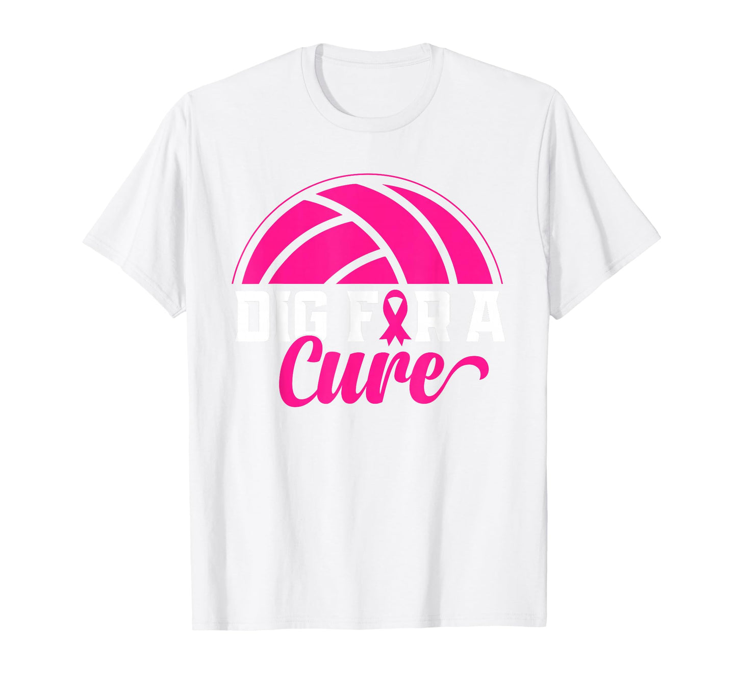 Dig For A Cure Breast Cancer Awareness Volleyball Pink Print T-Shirt