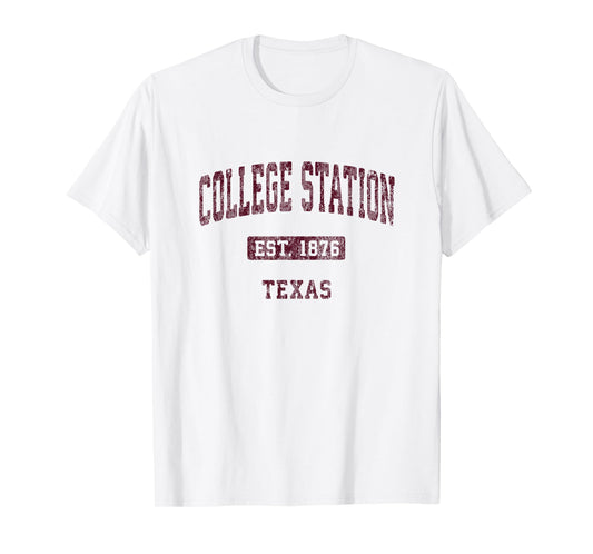 College Station Texas TX Vintage Athletic Sports Design T-Shirt