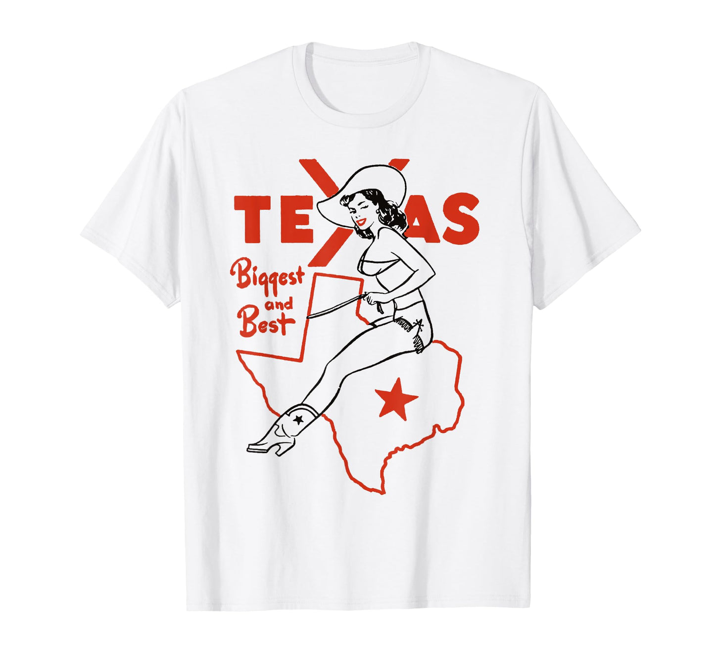 Vintage Rodeo Texas Pride Boots & Bikini Pin-Up Cowgirl T-Shirt