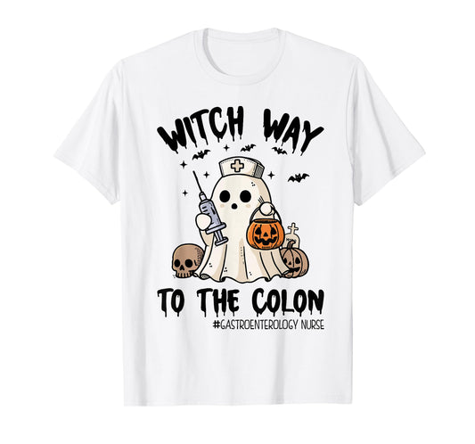 Gastroenterology Nurse Halloween Endo Nurse Ghost Endoscopy T-Shirt