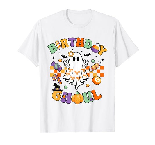 Birthday Ghoul Retro Groovy Boo Ghost Halloween Birthday T-Shirt