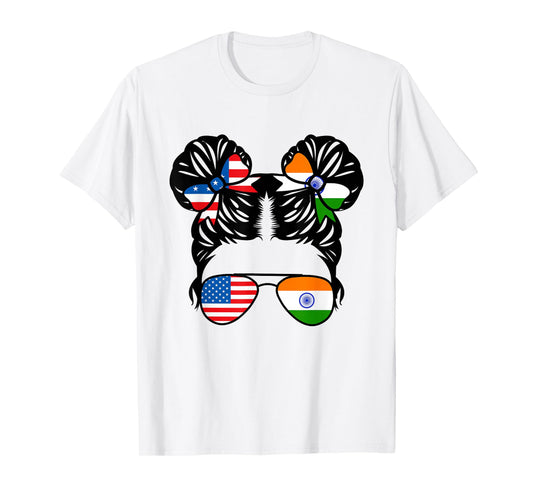 Half American Half Indian Girl USA India Flag Patriot T-Shirt