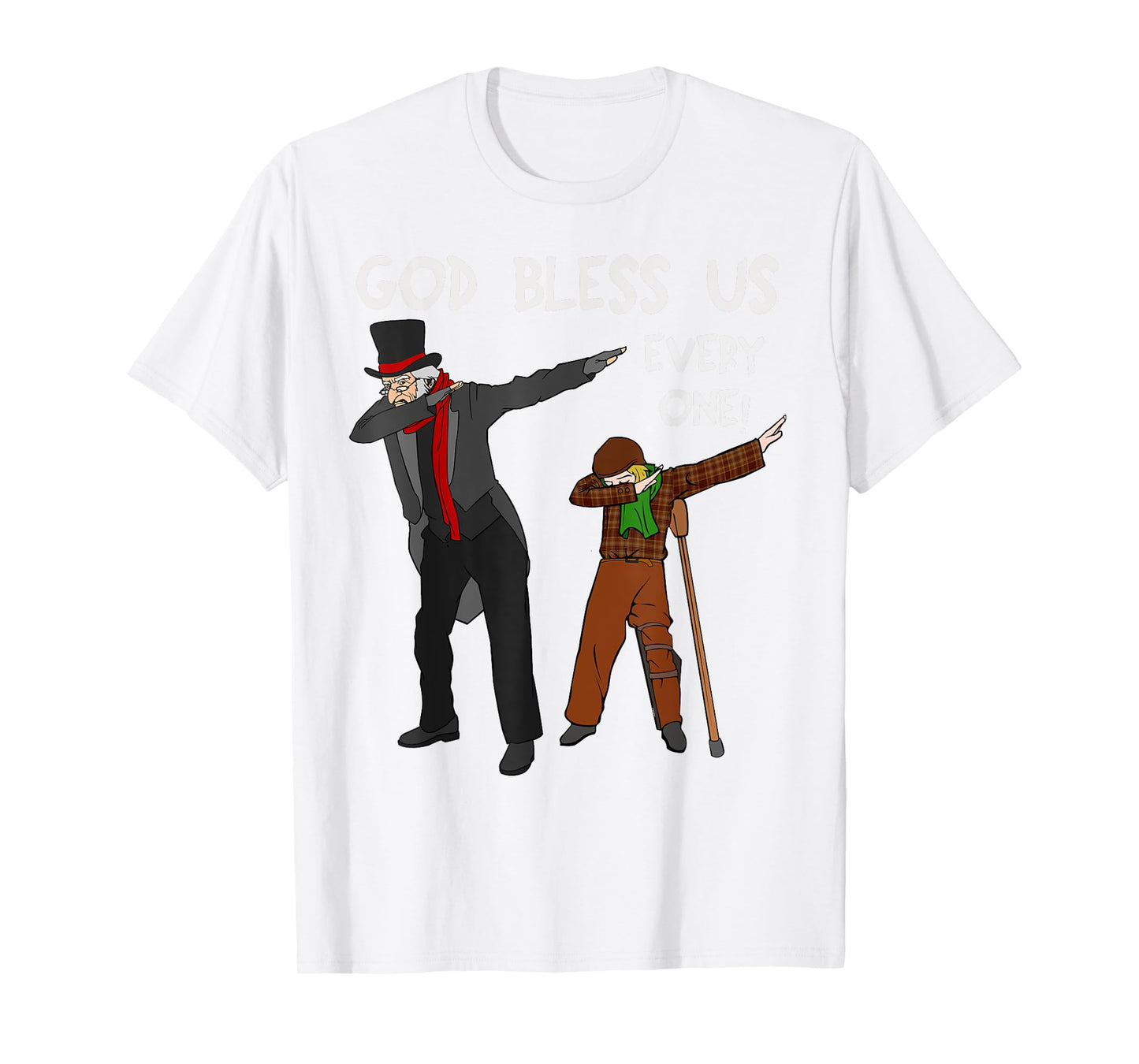 God Bless Us Everyone Dabbing Tiny Tim & Scrooge Christmas T-Shirt