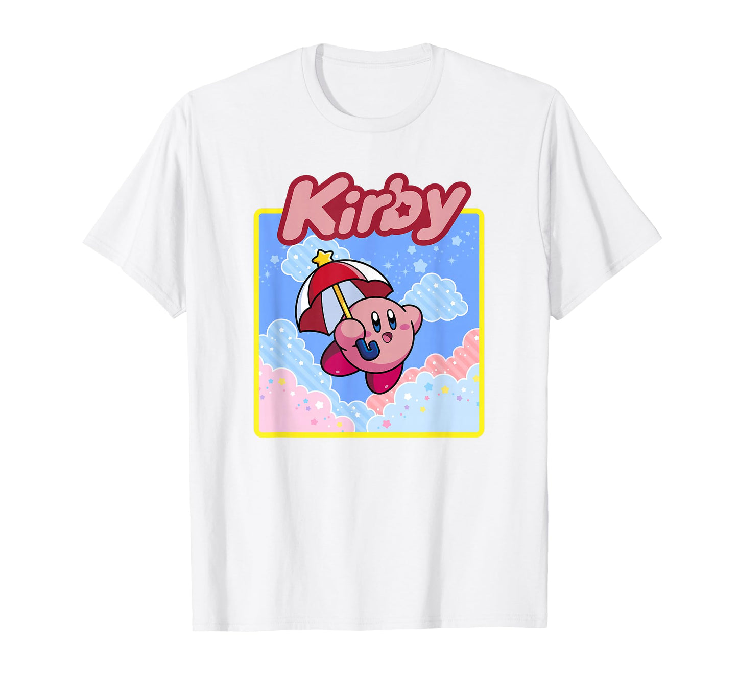 Kirby Floating in The Clouds Pastel Kawaii Nintendo Panel T-Shirt