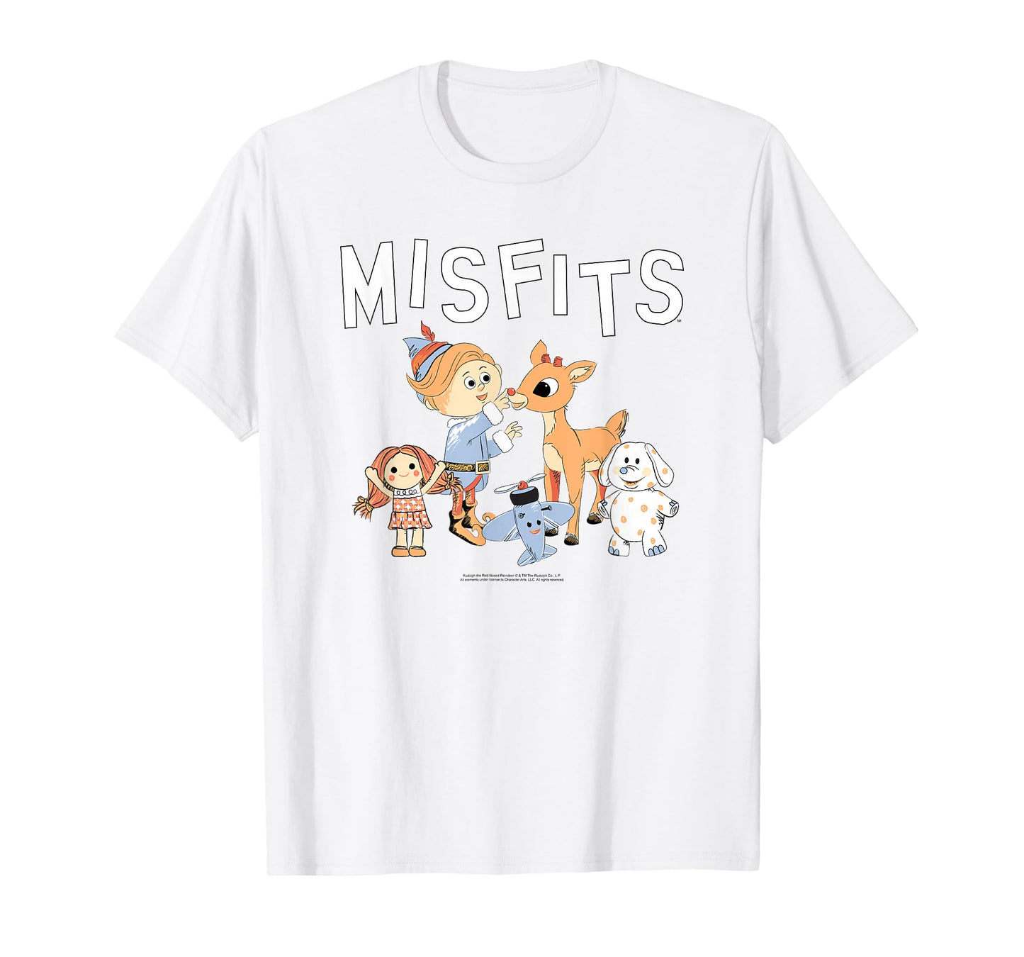 Rudolph Misfit Toys Illustration Vintage Christmas Cartoon T-Shirt