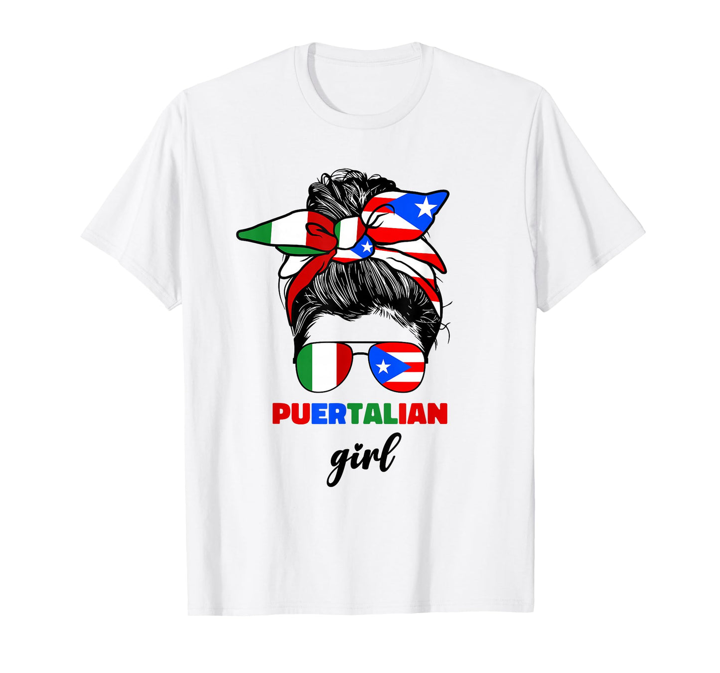 Half Italian And Puerto Rican Rico Italy Flag Girl For Women T-Shirt