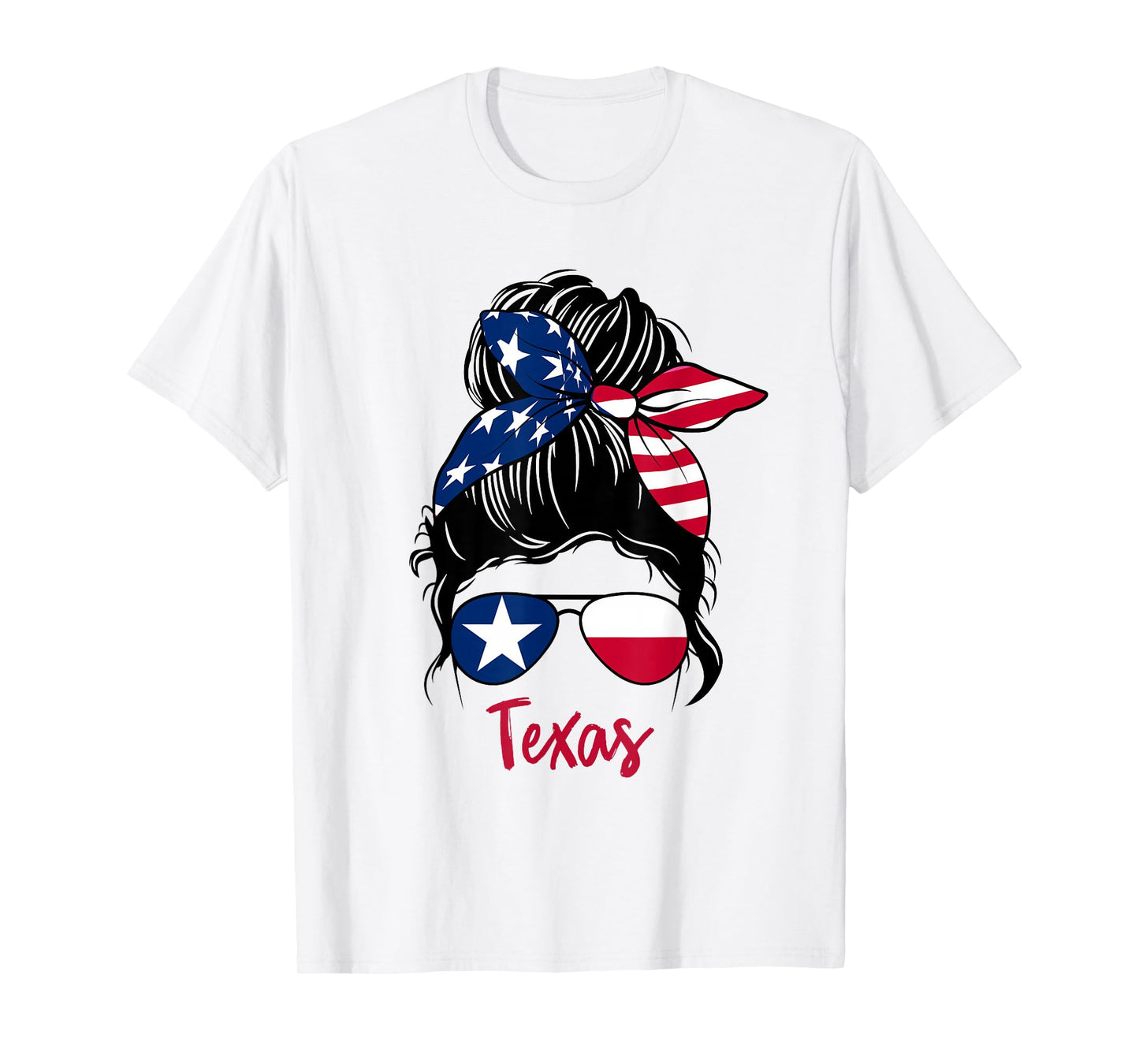 Texas Patriotic Sunglasses USA Flag Bandana Woman Look T-Shirt