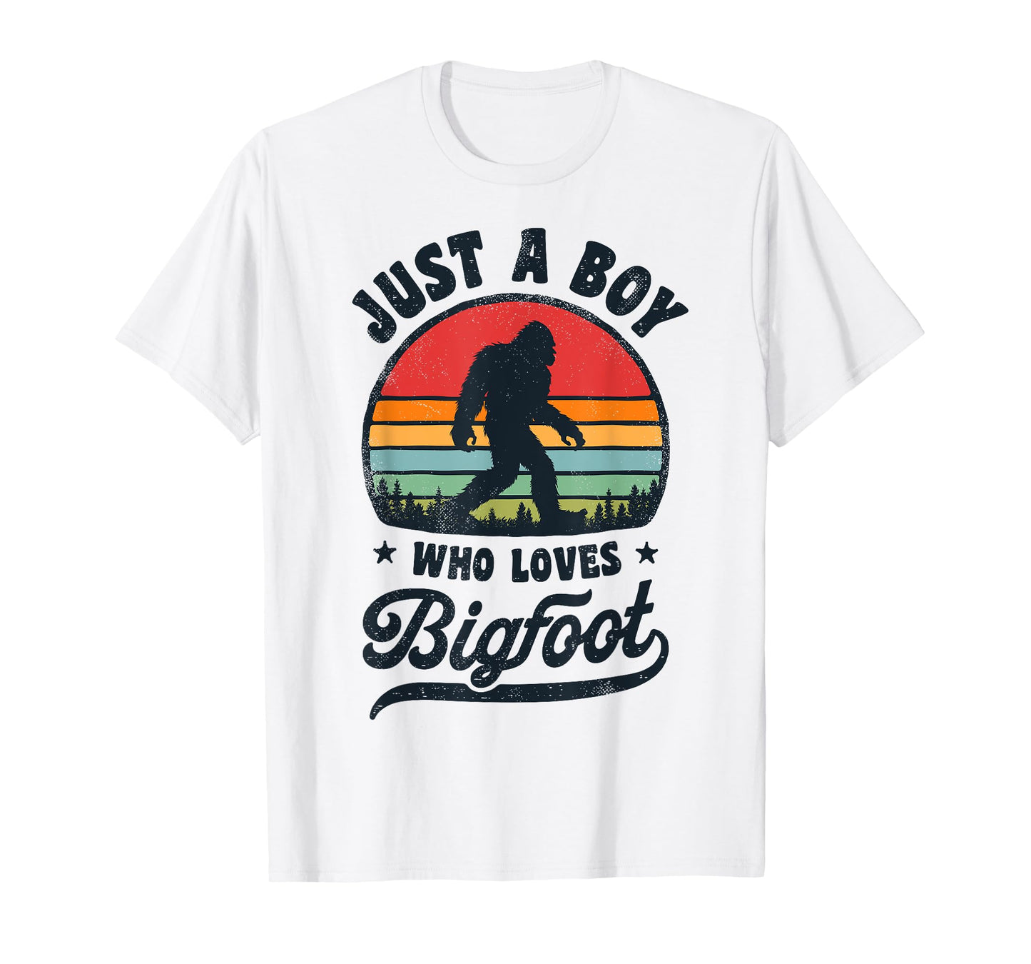 Bigfoot Just A Boy Who Loves Sasquatch Funny Retro Vintage T-Shirt