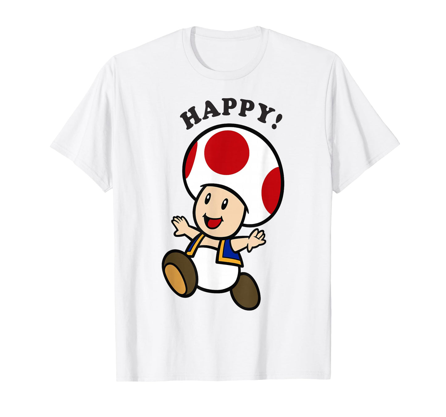 Nintendo Super Mario Toad Stay Happy Text Portrait T-Shirt