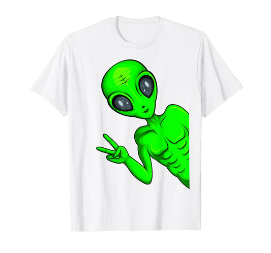 Green Alien Ufo Boys Kids Women Men T-Shirt