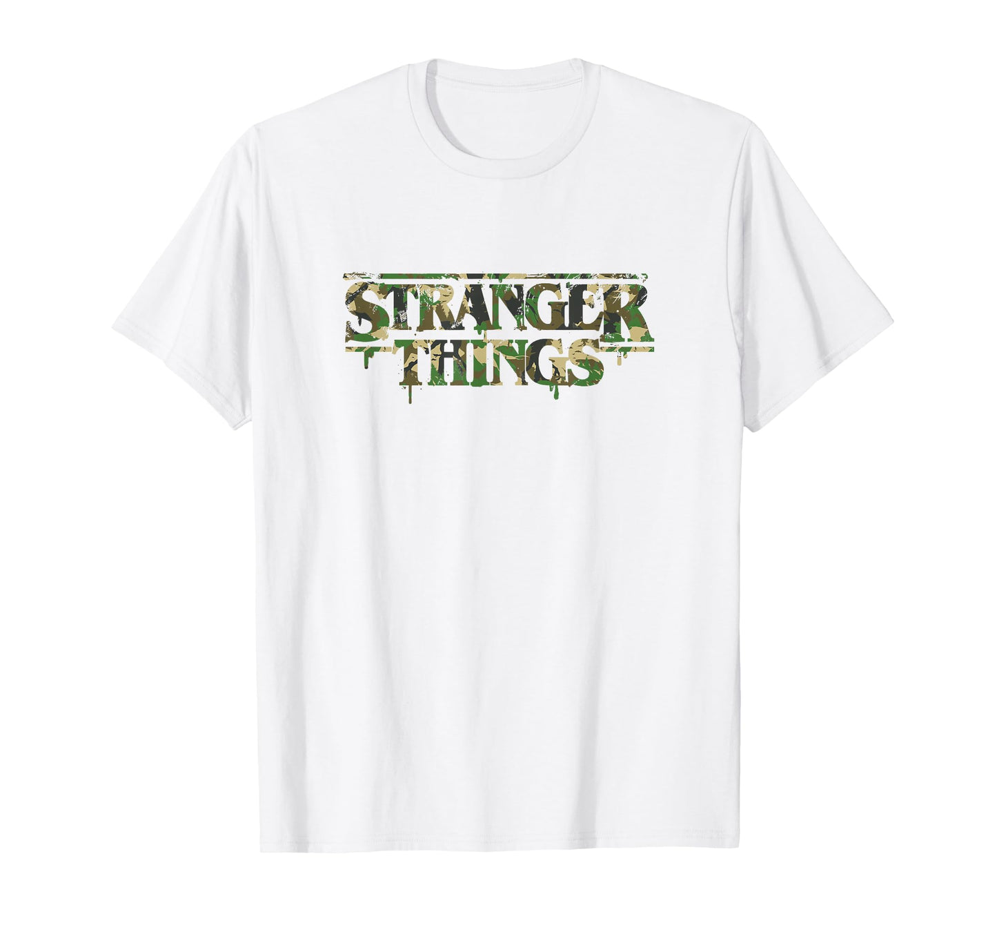 Stranger Things Military Camouflage Dripping Paint Logo T-Shirt