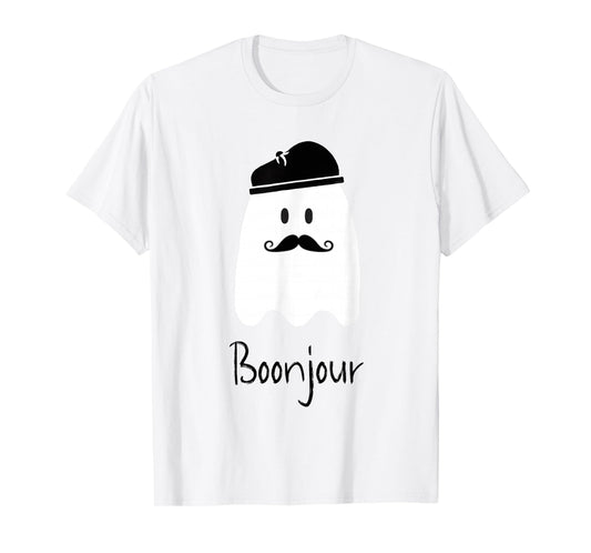 Funny French Teacher Halloween Bonjour Ghost T-Shirt