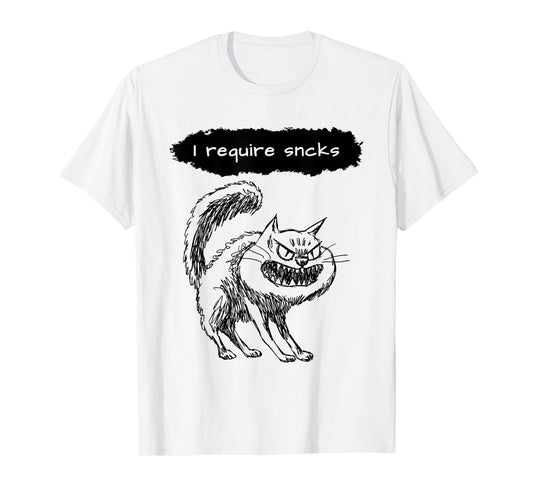 Mens I Require Snacks Funny Cat Meme for Snack Lovers T-Shirt