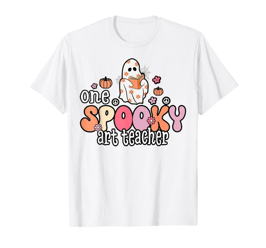 One Spooky Art Teacher Halloween Ghost Costume Retro Teacher Men Women T-Shirt