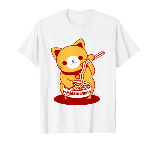 Maruchan Ramen Noodle Cup Cute Cat Big Chest Logo T-Shirt