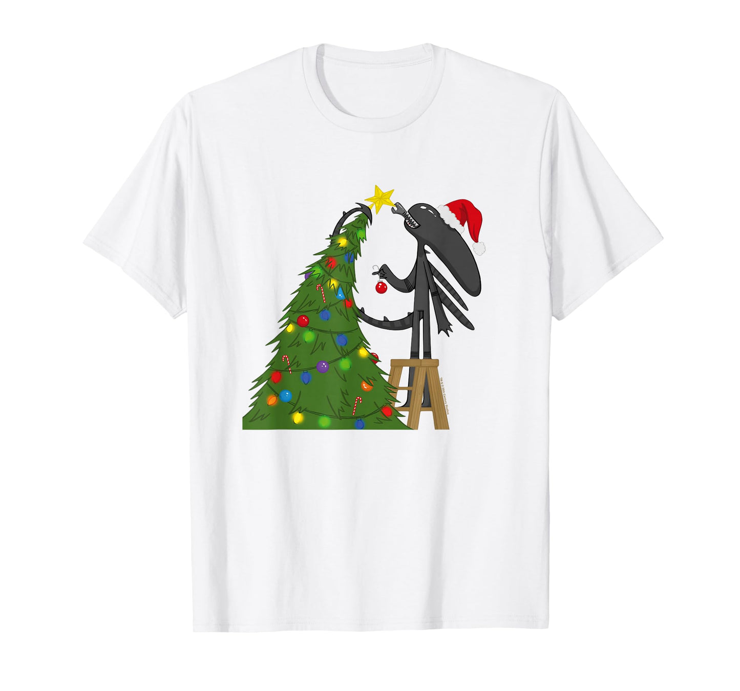 Aliens Cute Animated Xen Ready For Christmas Big Chest Logo T-Shirt