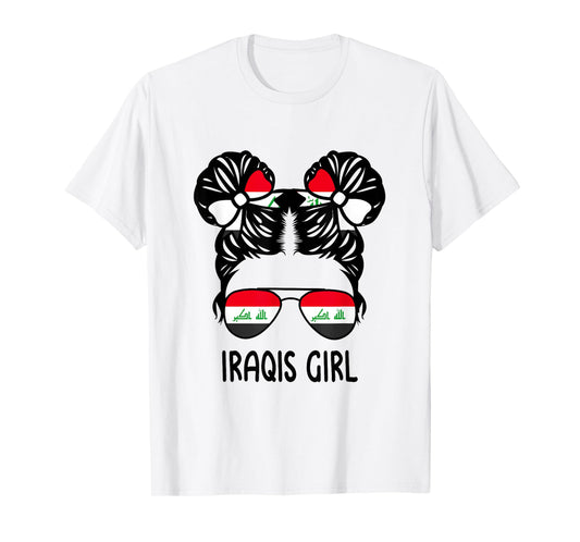 Iraqis Girl Messy Hair Iraq Pride Patriotic Womens Kids T-Shirt