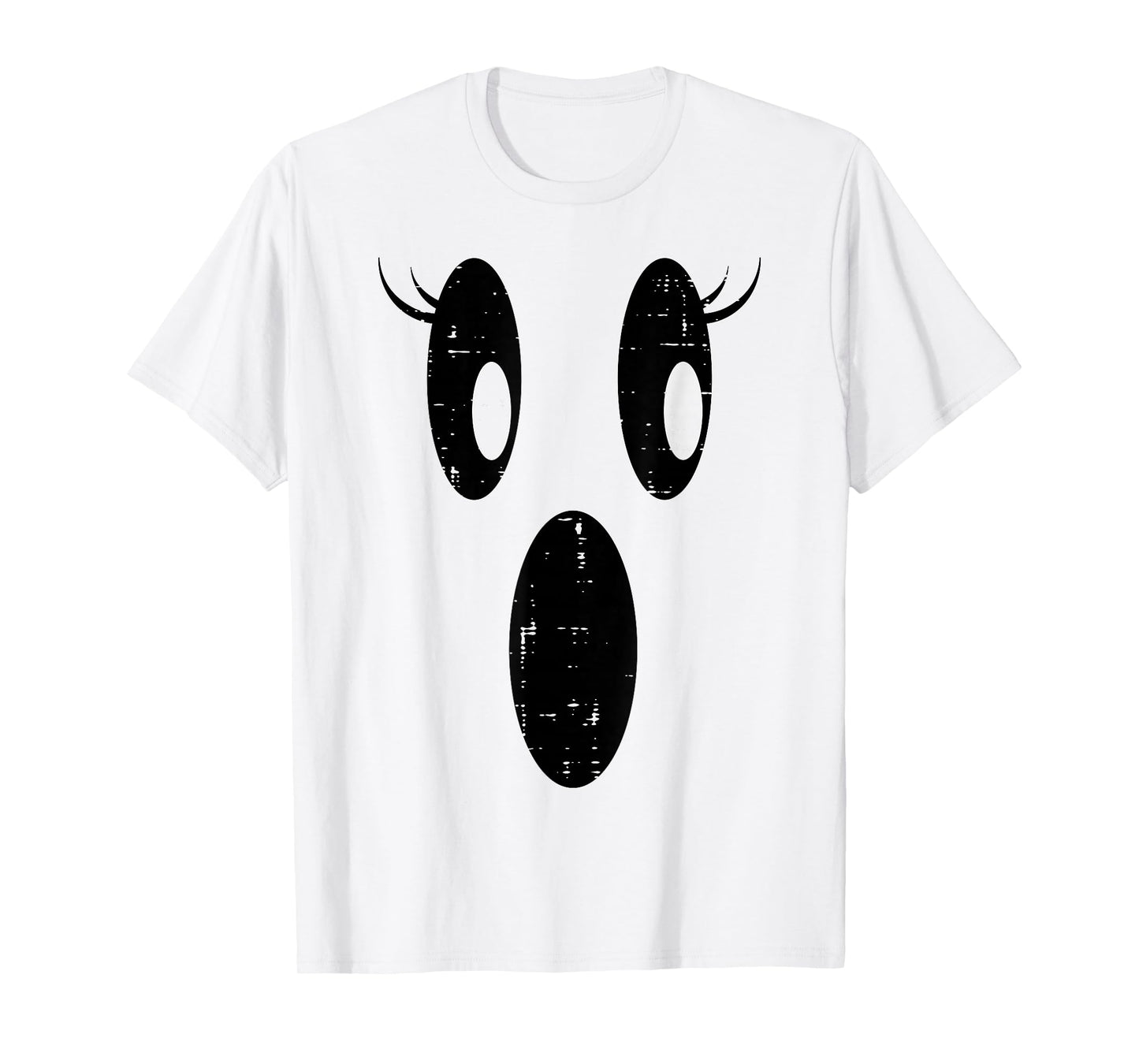 Halloween Ghost Eyelashes Face Cute Costume Girls Kids Women T-Shirt