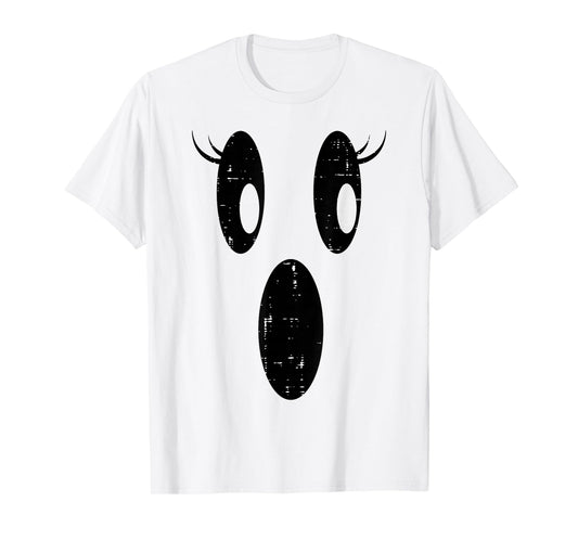 Halloween Ghost Eyelashes Face Cute Costume Girls Kids Women T-Shirt