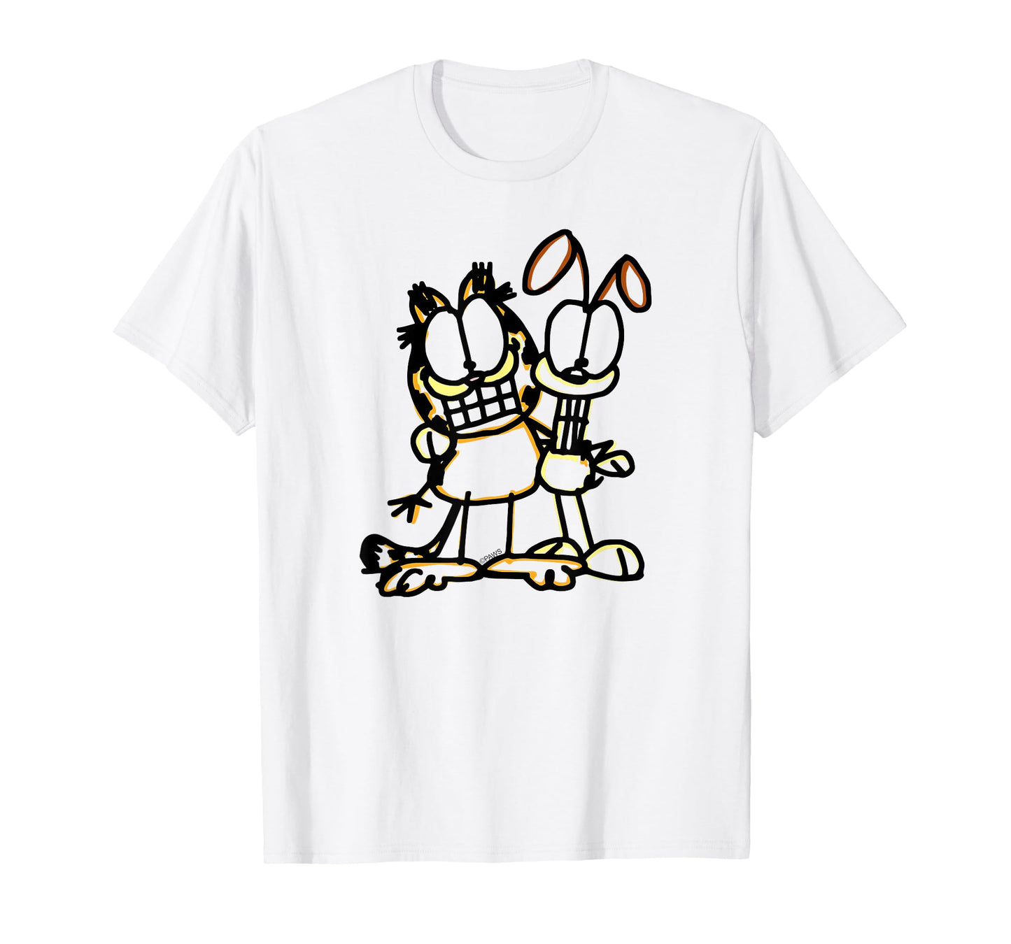 Garfield Sketch Garfiled and Odie Cartoon Cat and Dog T-Shirt
