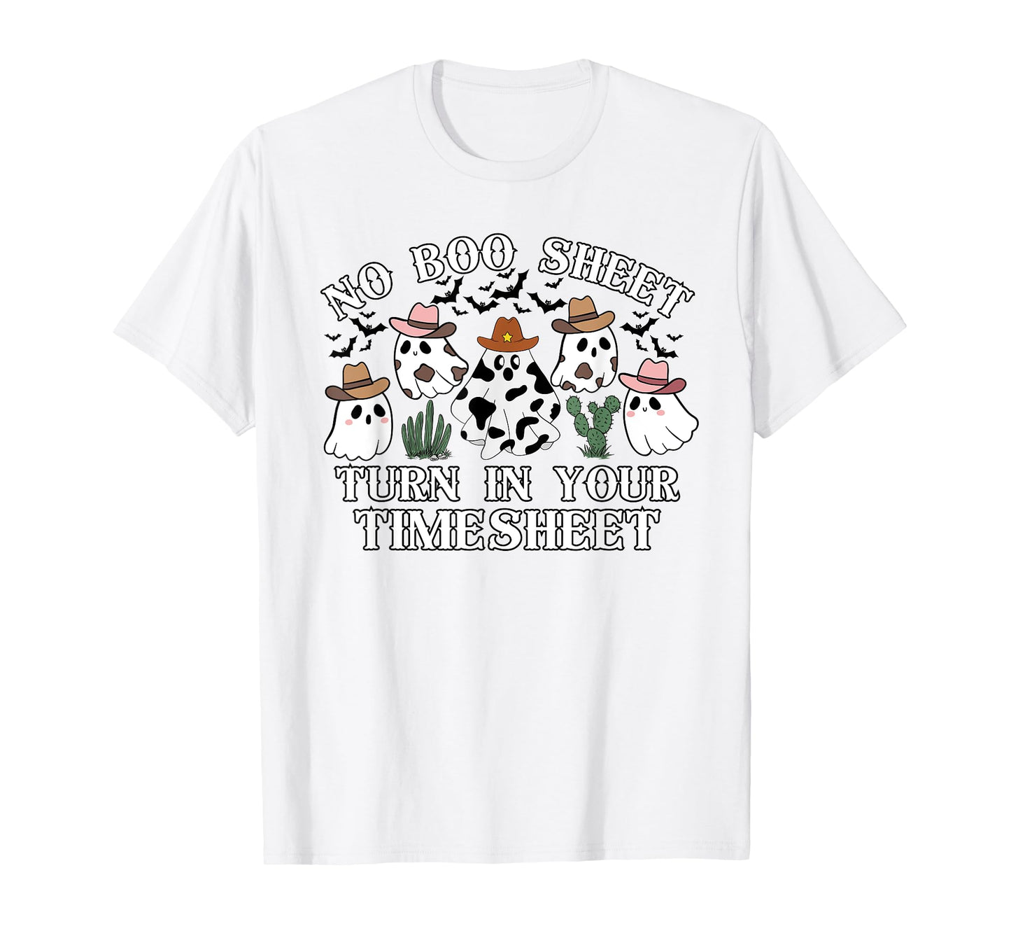 No Boo Sheet Timesheet Funny HR Payroll Halloween Ghosts T-Shirt