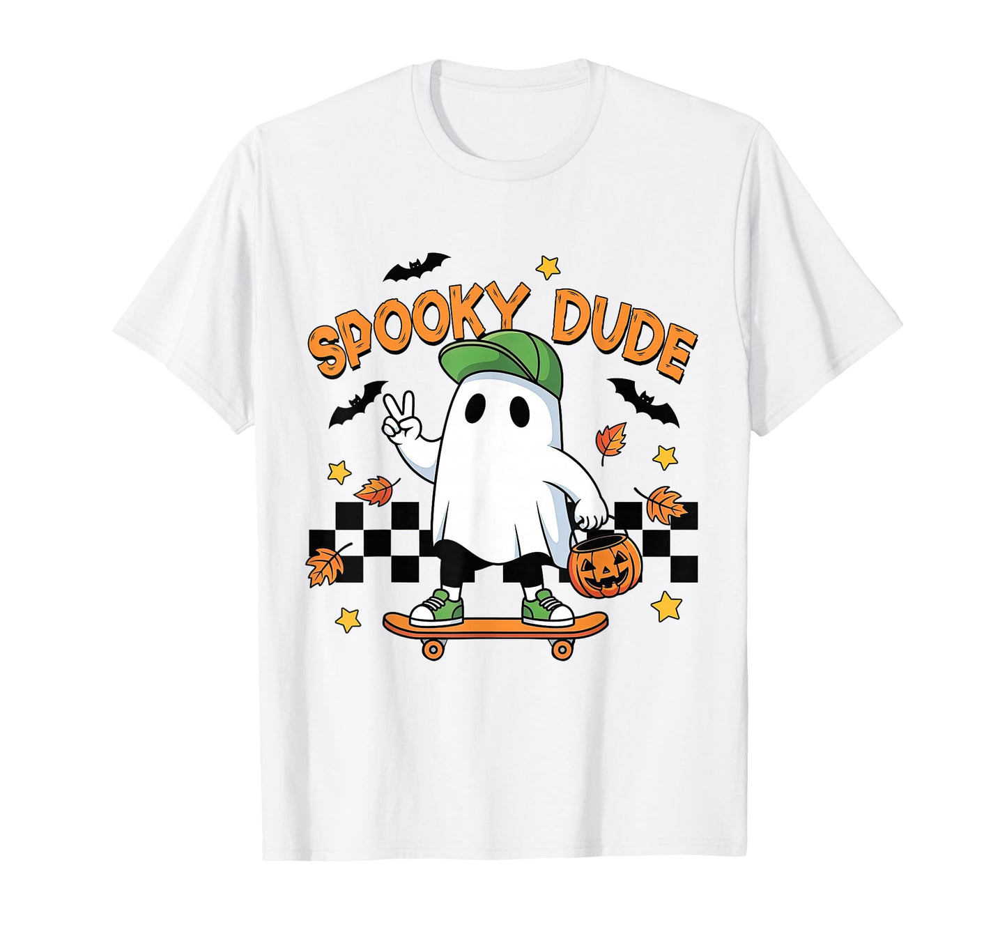 Spooky Dude Ghost Halloween Fall Pumpkin Season Boys Kids T-Shirt