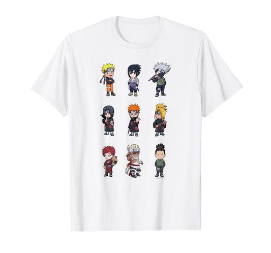 Naruto Shippuden Super Deformed Character Grid Anime T-Shirt
