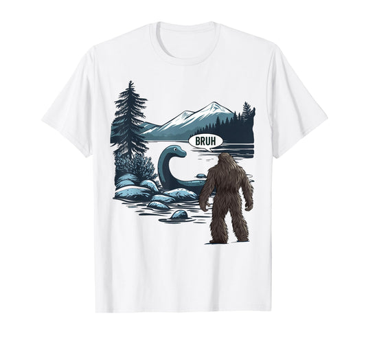 Big Foot Sasquatch Loch Ness Monster Bruh Funny Cryptid T-Shirt