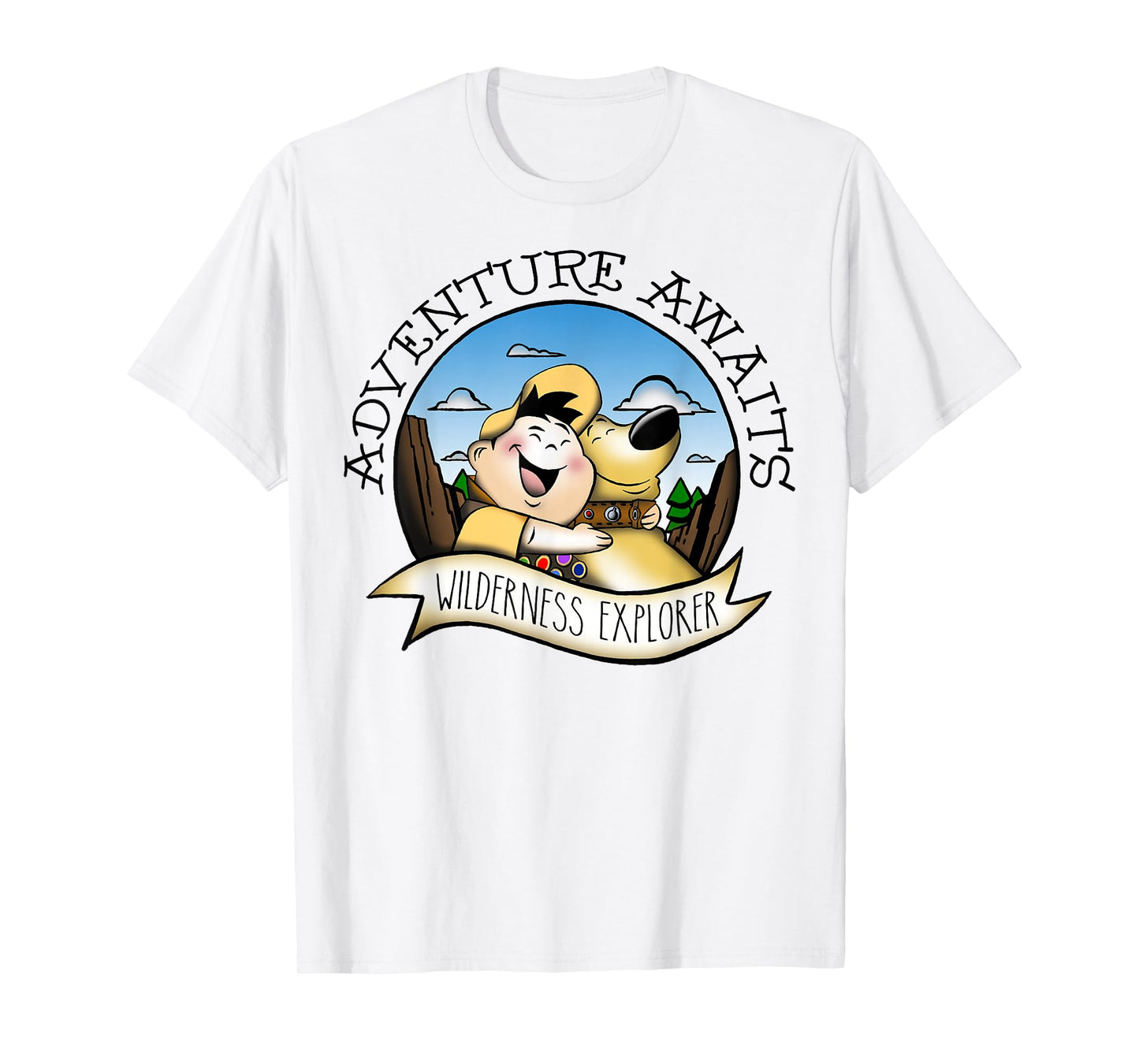 Disney Pixar Up Russell Dug Vintage Hug Graphic T-Shirt T-Shirt