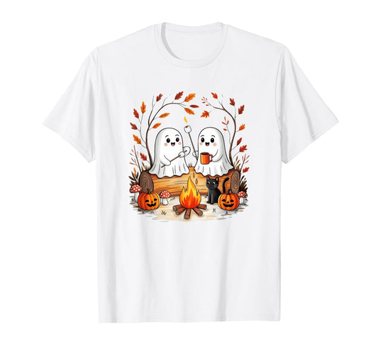 Retro Cute Ghost Funny Halloween Fall Camping Boo Ghosts T-Shirt