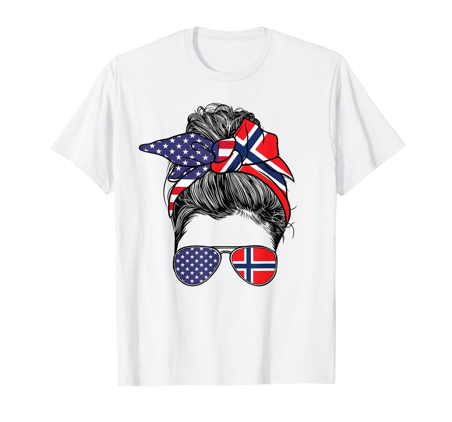 Norwegian Women Girl USA Heritage American Norway Flag T-Shirt