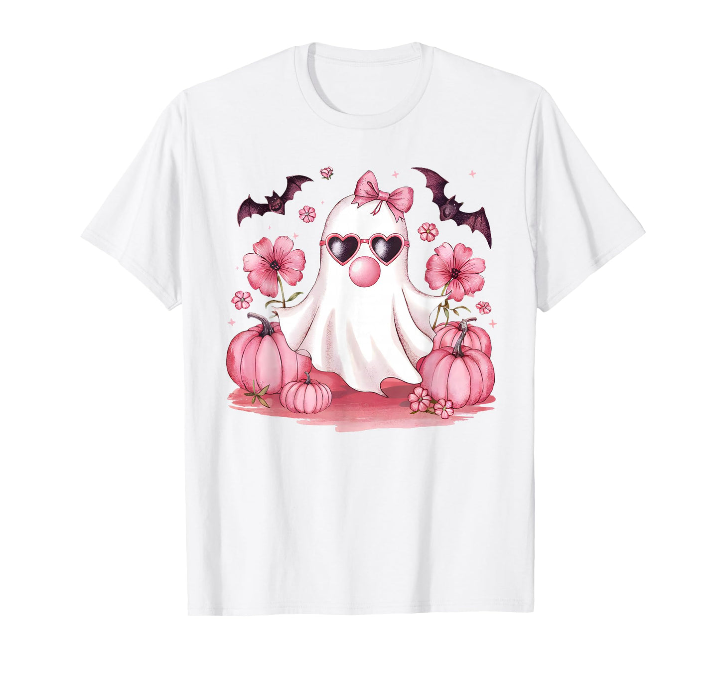 Cute Girly Ghost Blowing Bubble Gum Halloween Costume Kids T-Shirt