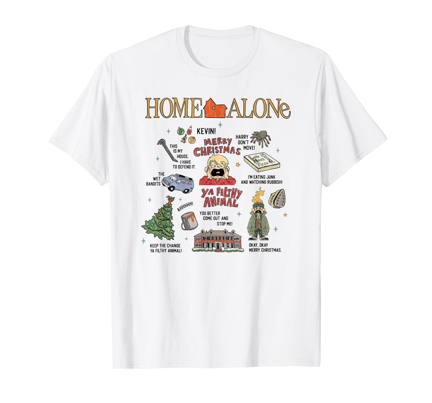 Home Alone Christmas Iconic Moments Doodle Chart T-Shirt