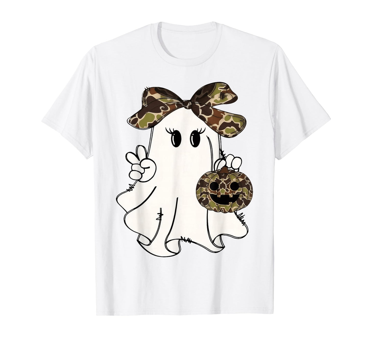 Funny Halloween Camouflage Camo Ghost Hello Hunting Season T-Shirt