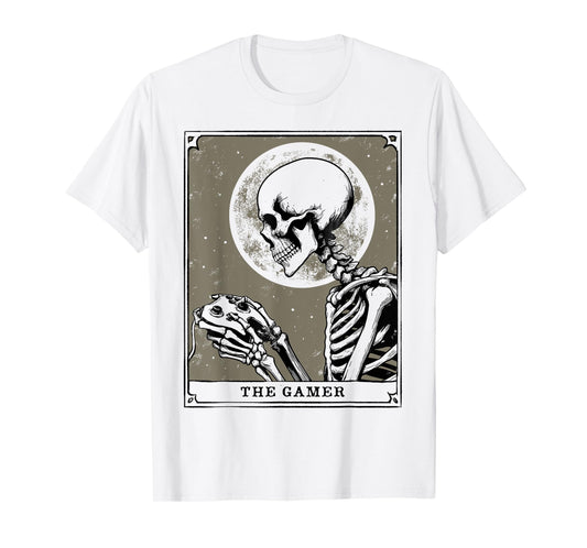 Tarot Card Shirt The Gamer Tarot Card Mystic Gaming Skeleton T-Shirt