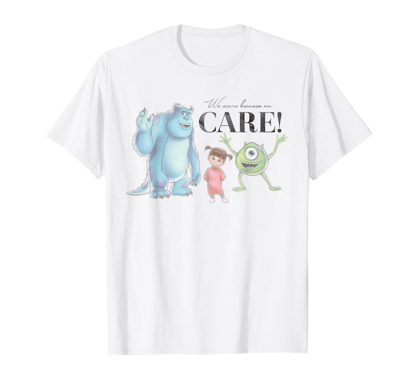 Disney 100 and Pixar's Monsters Inc We Scare Because We Care T-Shirt