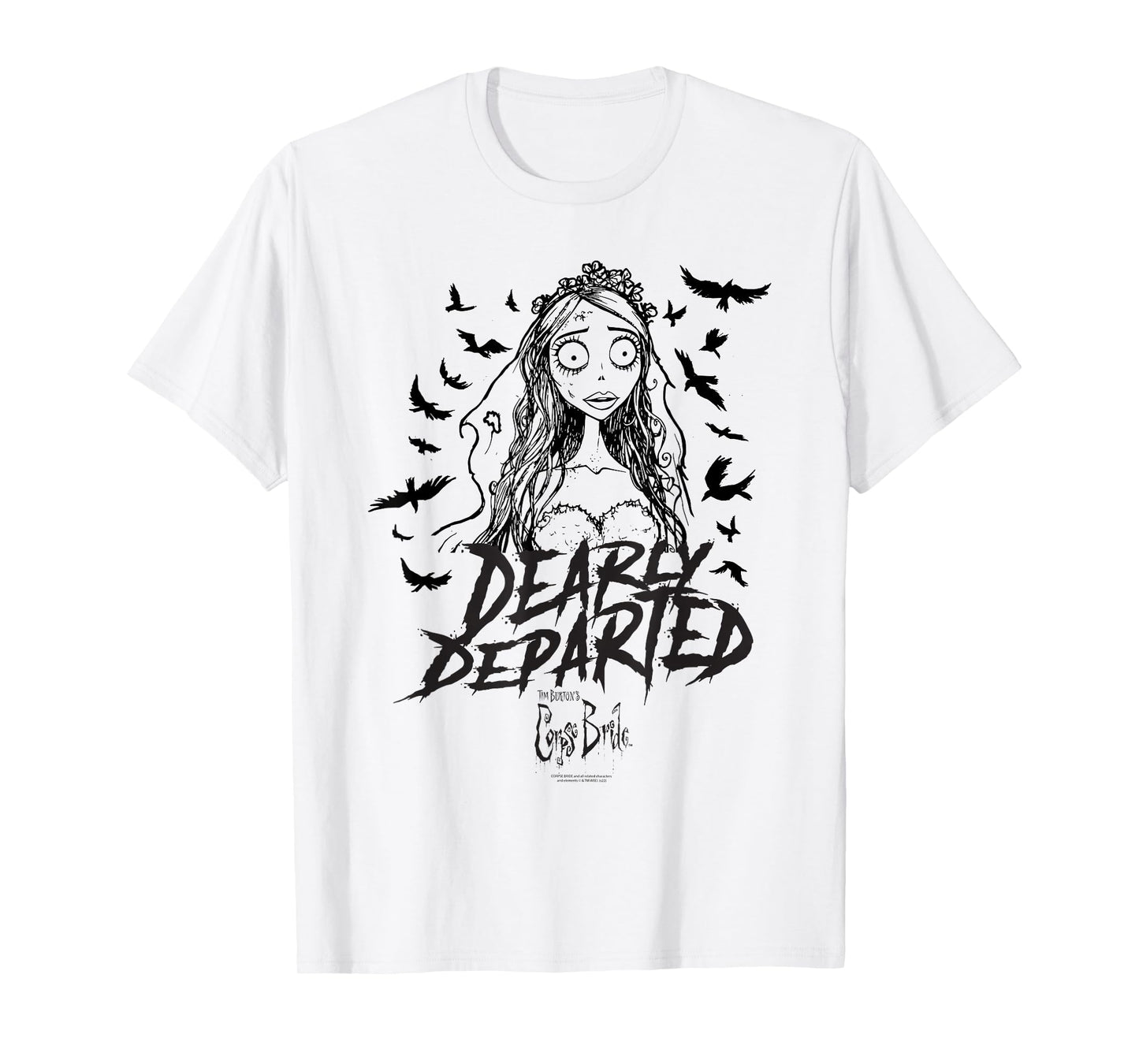 Corpse Bride Dearly Departed Black Bat Outline Movie T-Shirt